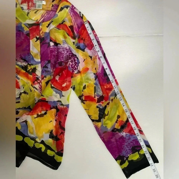 3 For $15 Laura Ashley 100% Silk Sheer Floral Sequin Jacket Size S - Picture 3 of 8